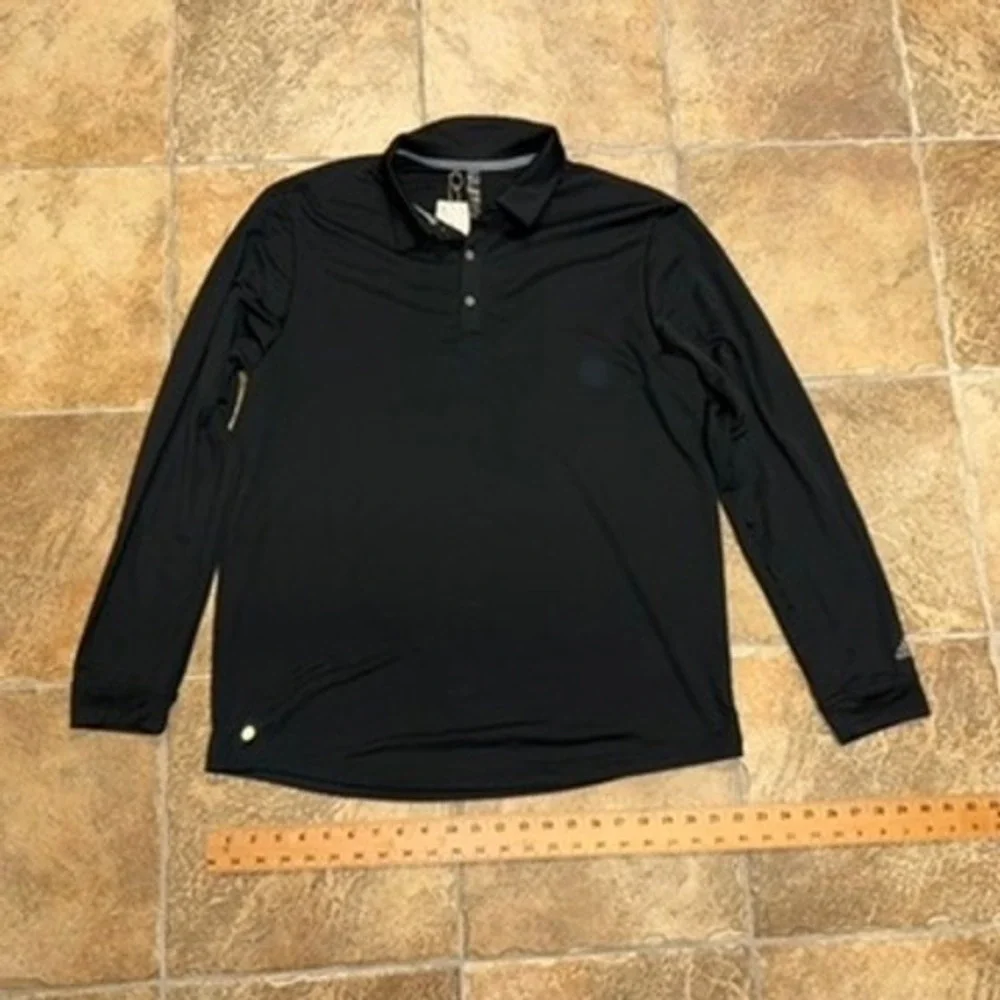 Adidas Mens UPF Long Sleeve Polo Shirt Black Golf Performance HG8824 Size L